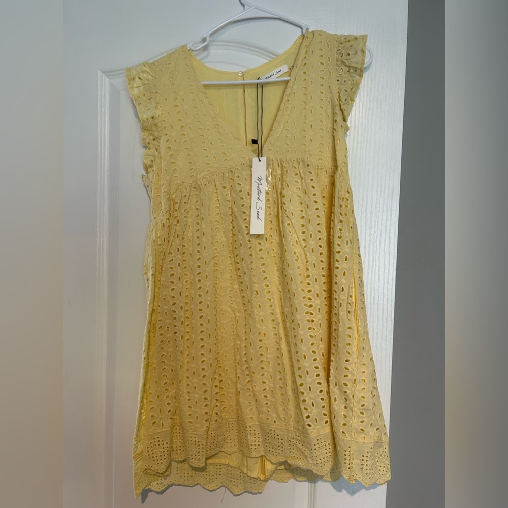 Mustard Seed yellow eyelet romper